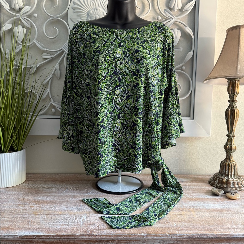 Michael Kors Paisley Green & Navy Women's Top